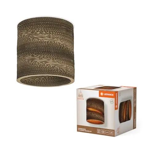 LEDVANCE Tischleuchte Decor Cardboard Cylinder braun, E27, nachhaltig mit austauschbarer Lichtquelle