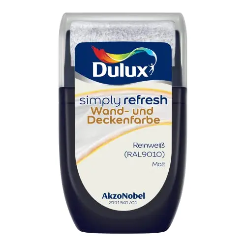 Dulux Simply Refresh Wand- und Deckenfarbe – Reinweiß 9010 – Tester 30 ml