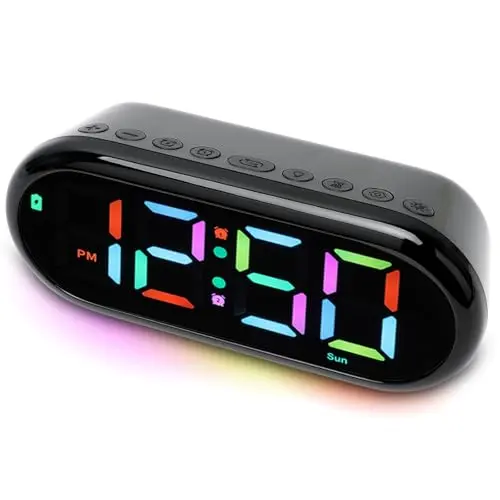 LOMUG Digitaler Wecker mit großen Zahlen, LED Display, Timer, Snooze, regelbare Helligkeit und Lautstärke für Kinder
