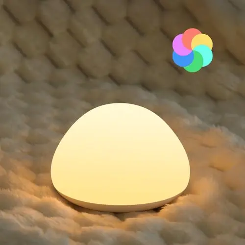 JolyWell Nachtlicht für Kinder, RGB Silikon Nachttischlampe, USB Wiederaufladbar, Dimmbar und mit Timer