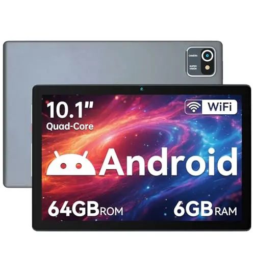 Yicty 10 Zoll Android Tablet mit 6 GB RAM und 64 GB ROM - 1280 x 800 HD-Touchscreen, Bluetooth 5.2 (Grau)