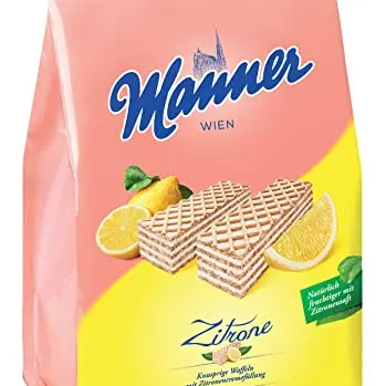 Manner Zitronen-Waffeln | Vegane Waffeln mit Zitronencreme | 400 g