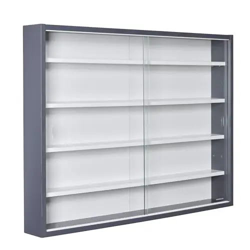 Inter Link Sammlervitrine Wandregal Glasvitrine Grau/Weiß 80x60 cm