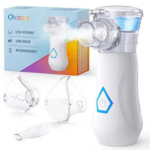 Oxeza Tragbarer Inhalator für Erwachsene, leise & USB-C aufladbar, einstellbarer Sprühnebel, mit Selbstreinigungsfunktion