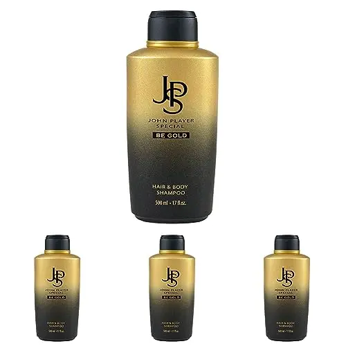 John Player Special BE GOLD Hair & Body Shampoo, 4er Pack (500 ml)