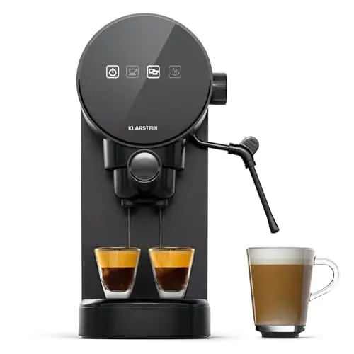 Klarstein Mini-Espressomaschine mit Milchaufschäumer, 0,9L, 1360 Watt - Ideal für Cappuccino, Latte & Macchiato