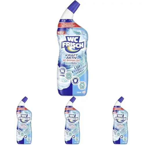 WC Frisch WC-Reiniger Gel Ozeanfrische (750 ml) mit Lufterfrischer-Effekt, hygienische Frische, 4er Pack