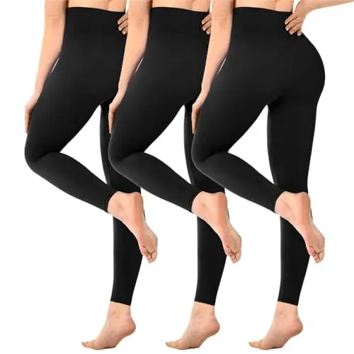 SINOPHANT 3er Pack Damen High Waist Leggings – Blickdicht für Gym und Yoga, Schwarz, L-XL