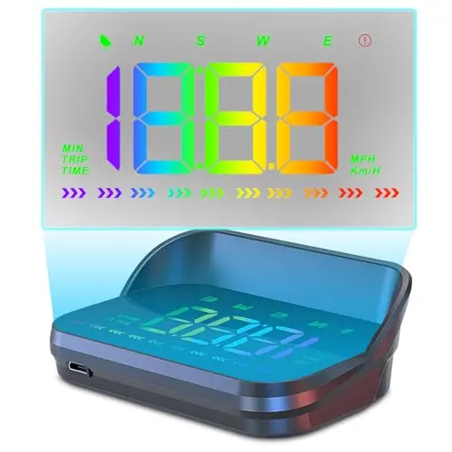 WODHMIEY HUD Display für Windschutzscheibe mit GPS, Helligkeitsabgleich und Übergeschwindigkeitswarnung
