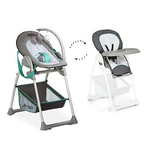 Hauck Sit N Relax Hochstuhl 2in1 – Ab Geburt bis 15 kg, Höhenverstellbar & Klappbar mit Essbrett und Spielebogen