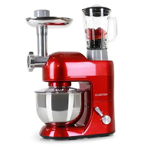 Klarstein Knetmaschine mit Fleischwolf, 2000W, 6 Stufen, 5L Schüssel