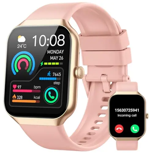 Smartwatch für Damen, Fitnessuhr mit Herzfrequenz, Schrittzähler, 1.96" HD Display, IP68 wasserdicht, Bluetooth für iOS/Android