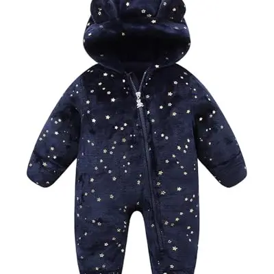 WYTbaby Baby Overall Fleece Schneeanzug mit Kapuze für Jungen und Mädchen, 6-9 Monate