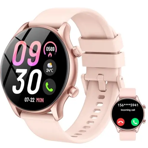 Vamout Smartwatch Damen, 1.39" HD Fitnessuhr mit Telefonfunktion, 100+ Sportmodi, SpO2 und Schlafmonitor, IP68 wasserdicht, iOS/Android, Rosa