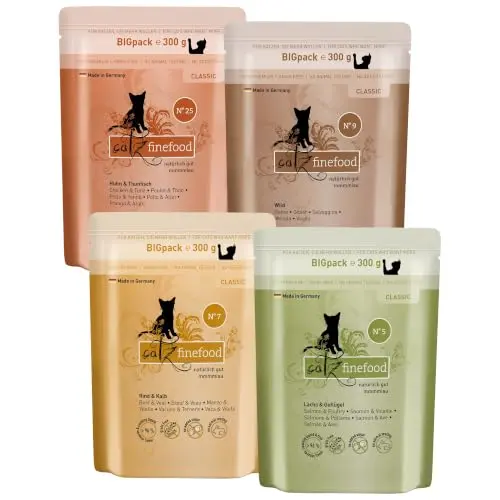 catz finefood Classic Adult Mix Katzenfutter nass mit Huhn, Thunfisch, Lachs, Geflügel, glutenfrei, ohne Zucker, Made in Germany (24 x 300g)