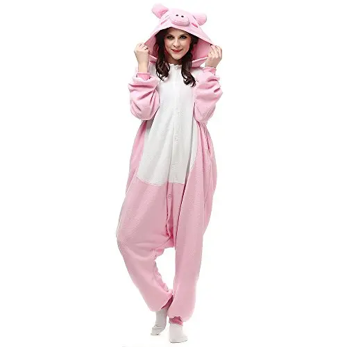 LABULA Onesie Tierkostüm für Damen und Herren - Rosa Jumpsuit für Halloween und Karneval