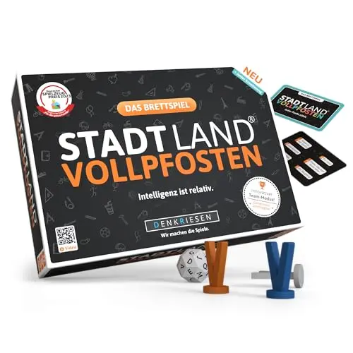 DENKRIESEN Stadt Land VOLLPFOSTEN Brettspiel mit Junior-Erweiterung