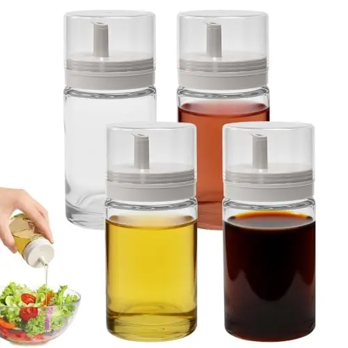 Byfoyif 4er Set Glasöl- und Essigspender, 100ml - Auslaufsicher für Küche und Grill
