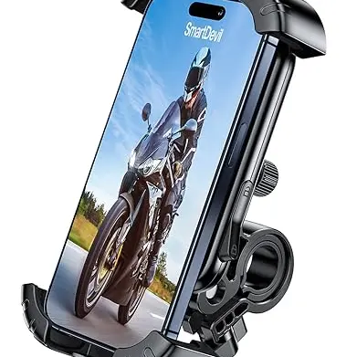 SMARTDEVIL Handyhalterung für Fahrrad und Motorrad, universelle 360° Halterung für iPhone 15, 14, 13, 12, 11, Xs, XR, 8, 7 (schwarz)