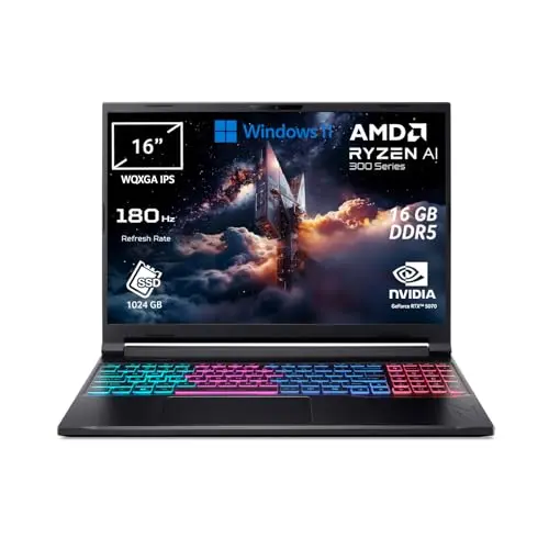 Acer Nitro V 16S AI Gaming Laptop | Ryzen 7 | 16GB RAM | 1TB SSD | 16" WQXGA 180Hz Display | Windows 11