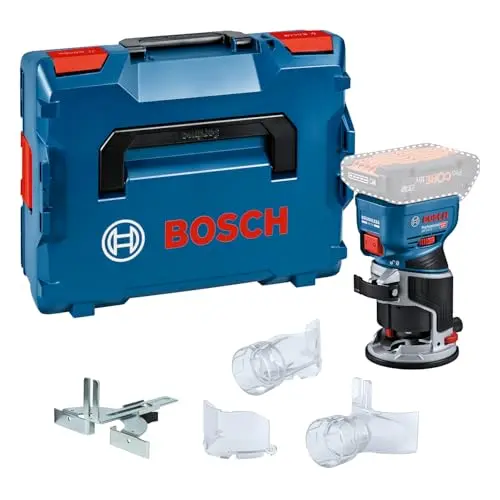 Bosch PRO 18V System Akku-Kantenfräse GKF 18V-8 inkl. Parallelanschlag, 2 Saugadapter, Spanschutz, 8-mm-Spannzange, Spannschlüssel, L-BOXX