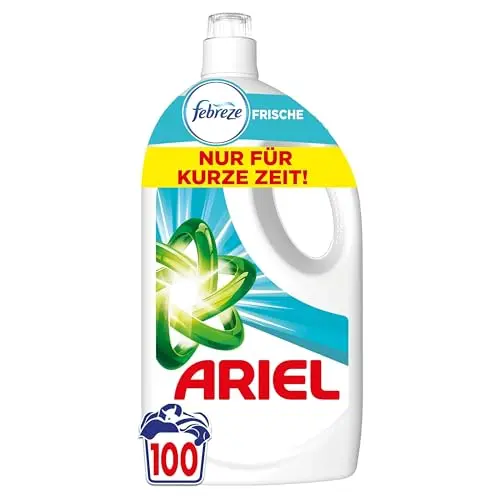 Ariel Flüssigwaschmittel, 100 Waschladungen - Frische von Febreze, kraftvolle Fleckenentfernung