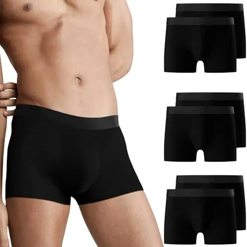 Falechay Herren Boxer Shorts 6er Pack Baumwolle Retro Sportunterhose Schwarz XL