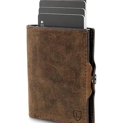 Lederhand® Swipe Vintage – Handgemachte Wildleder Geldbörse für Herren und Damen mit RFID Schutz | Braun