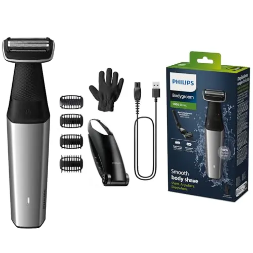 Philips Bodygroom Series 5000, wasserfester Trimmer für Intimbereich und Körper, 60 Min. Laufzeit
