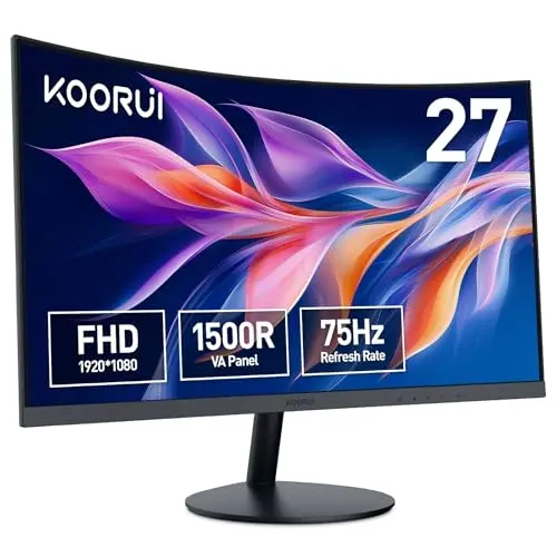 KOORUI 27 Zoll Curved Monitor - FHD, 75Hz, HDMI und VGA, Schwarz