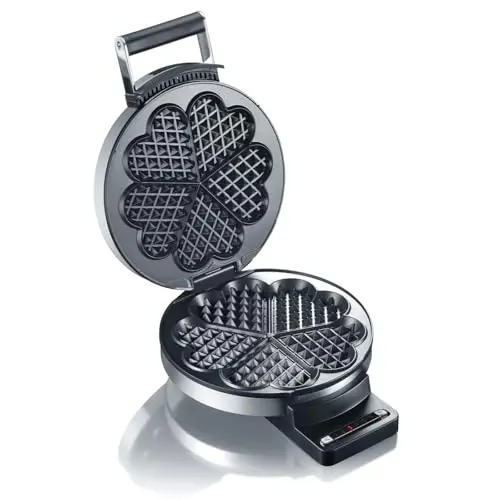 GRAEF Waffeleisen WA80 Edelstahl, Herzchenform, platzsparend, mit Antihaftbeschichtung