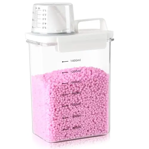 ZHWHEUR Waschpulver Aufbewahrungsbox mit Messbecher, luftdichter Waschmittelbehälter, 1800ml