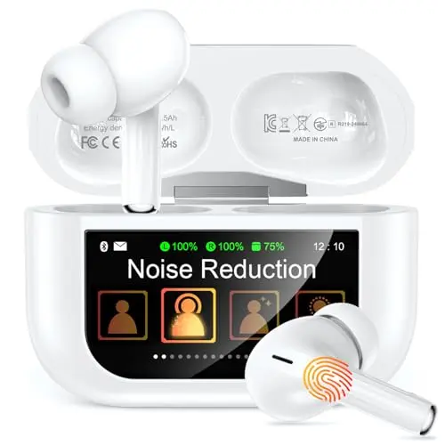 ZZU kabellose Bluetooth-In-Ear Kopfhörer mit Touch, 48 Std. Laufzeit, ANC, IPX7 wasserdicht, 5 EQ-Modi, HiFi Stereo, Weiß