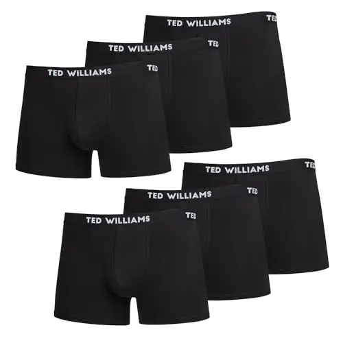 Ted Williams Boxershorts Herren, schwarz, Größe L, 6 Stück - Bequeme Unterwäsche für Männer