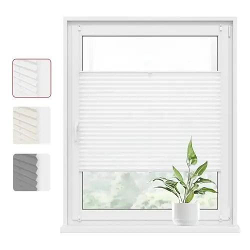 WOLTU Plissee Klemmfix 105x130cm Weiß - Faltrollo Lichtdurchlässig für Fenster & Tür