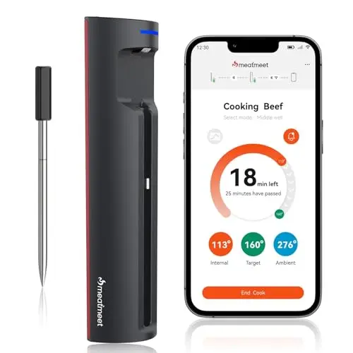Meatmeet Pro Fleischthermometer mit WLAN und Bluetooth, kabellos für BBQ, Grill und Küche