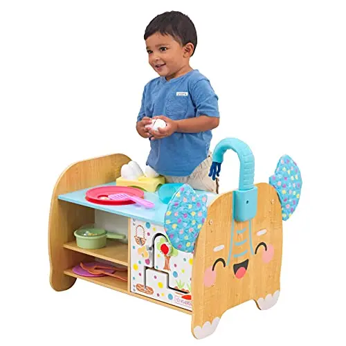 KidKraft Foody Friends Elefant Activity Center Kinderküche mit Zubehör aus Holz für Kleinkinder ab 2 Jahren