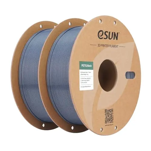 eSUN PETG Basic Filament 1.75mm 2 Rollen, 1kg pro Rolle, Druckmaterial für 3D-Drucker, Grau