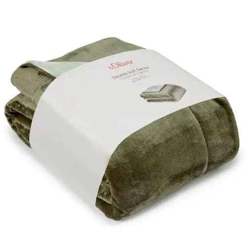 s.Oliver Doublesoft Kuscheldecke 150x200 cm, super warm, dunkelgrün