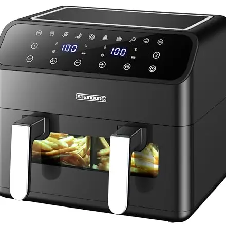 Heißluftfritteuse 2-in-1, 8 l, fettfrei kochen, Backofen & Grill, vielseitig, ohne Öl, XXL
