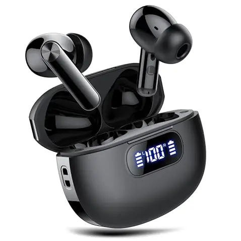 Kabellose Bluetooth In-Ear Kopfhörer mit Noise Cancelling, 48 Std. Akkulaufzeit, IP7 wasserdicht, LED-Anzeige, HiFi Stereo