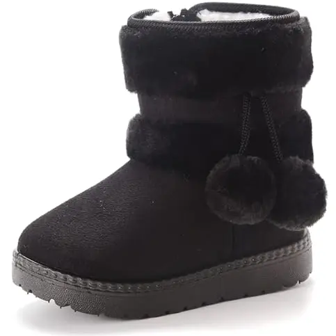 Vorgelen Gefütterte Schneestiefel für Mädchen - Rutschfeste Winterschuhe in Schwarz (Größe 33 EU)