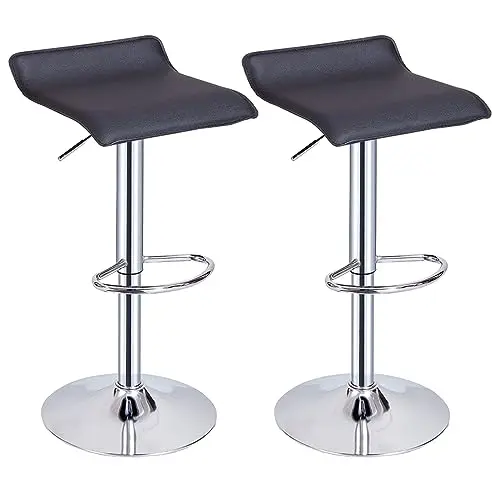 Panana 2er Set Barhocker für Küche und Esszimmer, drehbar und höhenverstellbar, Schwarz