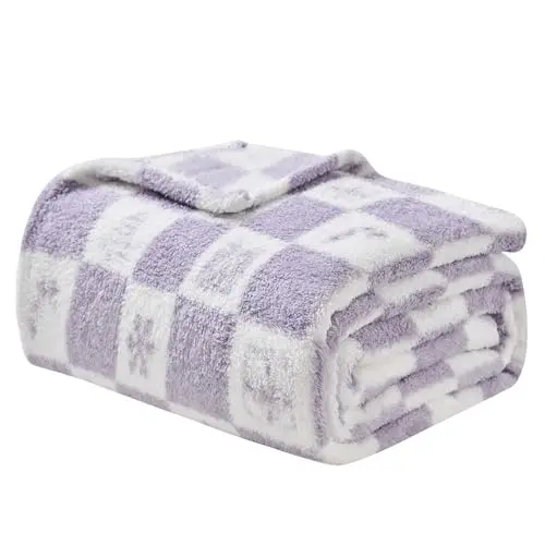 EMME Kuscheldecke Sherpa - Weiche, warme Decke für Sofa und Couch, Lavendel, 130 x 150 cm