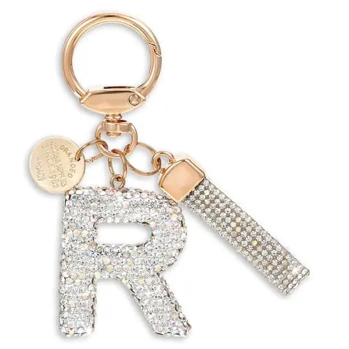 Glitzer Schlüsselanhänger Letter A für Damen - Charm-Dekoration für Rucksack und Tasche, Geschenk in Silber und Gold