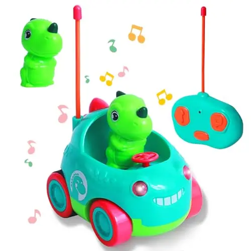 Ferngesteuertes Dinosaurier Auto mit LED und Musik - Spielzeug für 2-6 Jahre Jungen und Mädchen