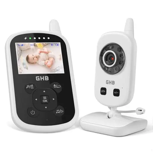 GHB Babyphone mit Kamera und Gegensprechfunktion – Video Monitor mit Nachtsicht und Temperatursensor