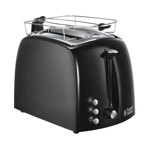 Russell Hobbs Toaster für 2 Scheiben Textures+ mit Brötchenaufsatz und Toast-Zange, 6 Bräunungsstufen, 850W