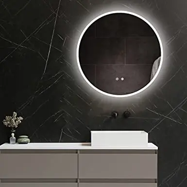 ApeJoy 60 cm runder LED Badspiegel mit Beleuchtung und Antibeschlag, Wandspiegel mit Touch-Schalter
