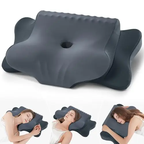 FAIORD Nackenstützkissen, Ergonomisches Memory Foam Kopfkissen für Seitenschläfer und Rücken- und Bauchschläfer